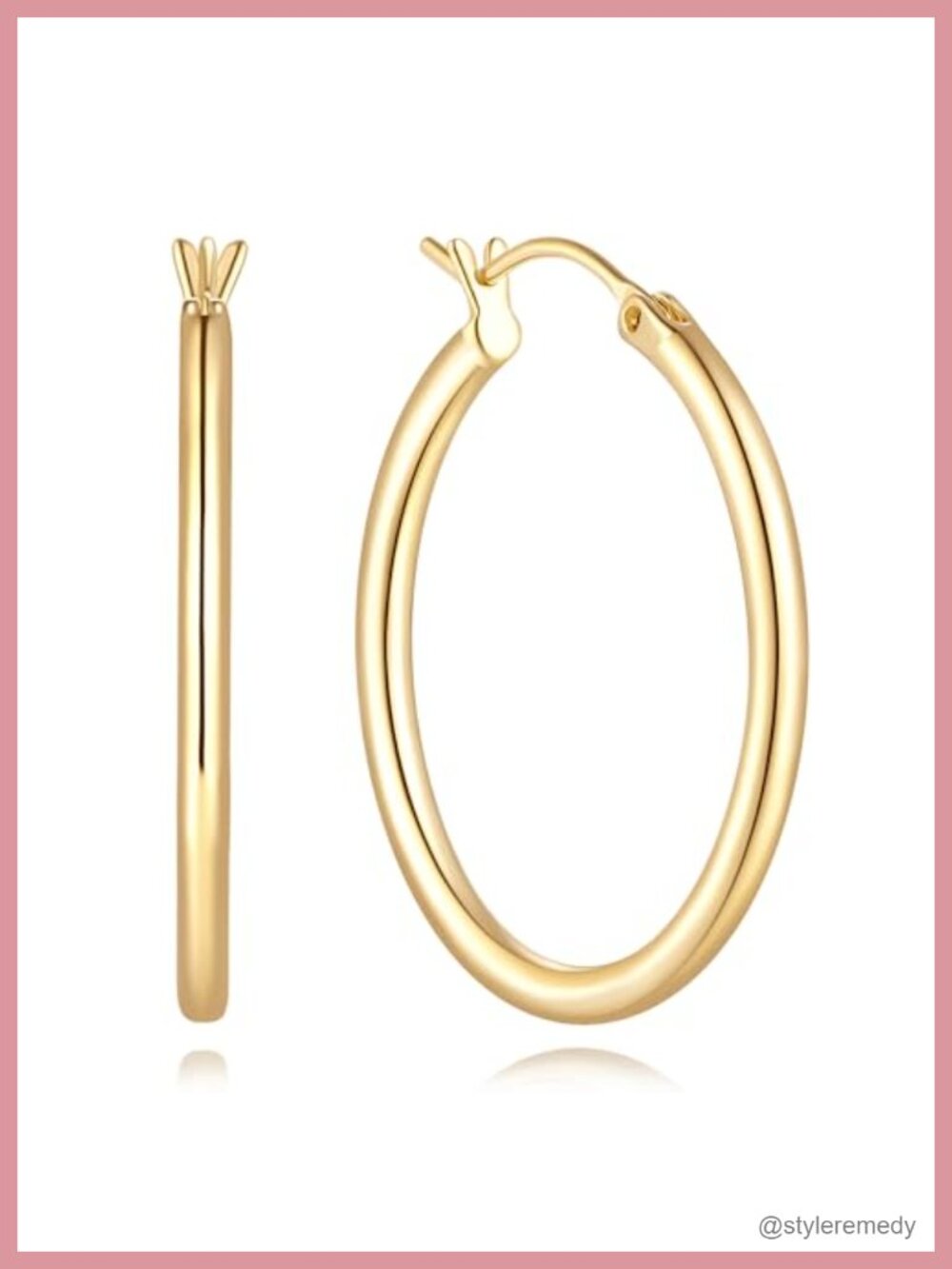 14k Gold Plated Hoop Earrings for Women Hinged Hoop 25mm